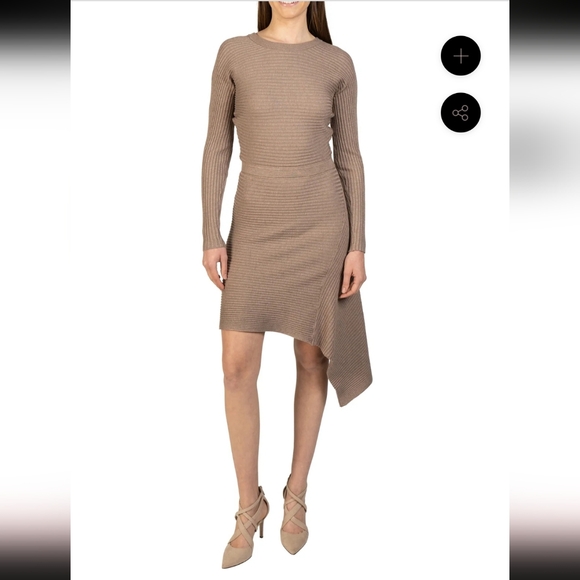 New!Love Token Black Asymmetrical Knit Sweater Dress Long Sleeves Sz Med - Picture 3 of 13